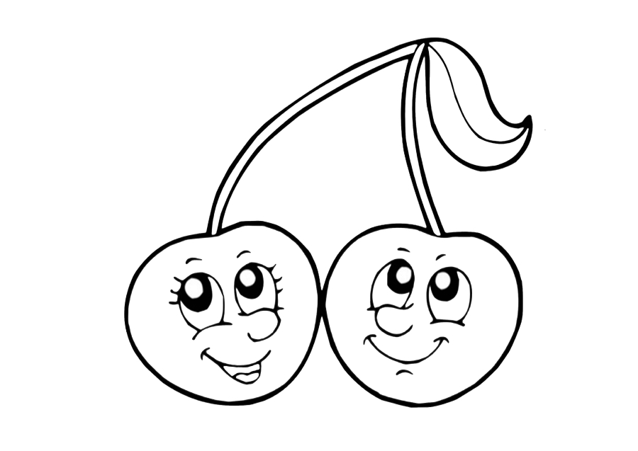 Coloring page Two cherries Print